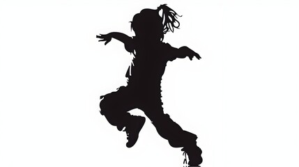 Expressive Silhouette of a Dancing Child on a Minimalist Background