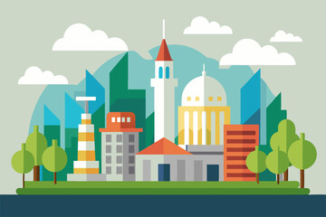 An exquisite city illustration in vector art