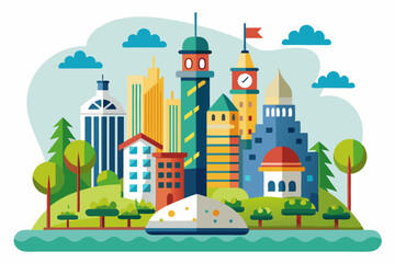 An exquisite city illustration in vector art