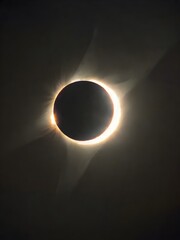 Obraz premium Total solar eclipse with corona visible in dark sky 