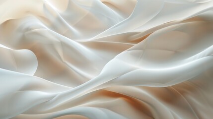 Obraz premium Abstract background of soft, flowing white and beige fabric with gentle folds and wrinkles.