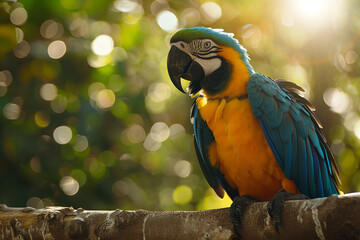 macaw parrot sitting on a tree branch generated by AI