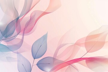 Abstract background with delicate pastel leaves on a soft pink backdrop. Perfect for spring and feminine designs.