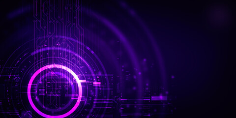 2d illustration Abstract futuristic electronic circuit technology background