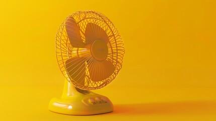 Home fan, C4D render, blender, soft gradient yellow colors