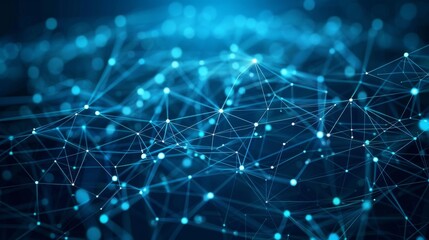 Abstract digital network with glowing blue nodes and lines, representing connectivity and data flow.