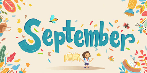 Fototapeta premium Stylish advertising banner, illustration, blue text 