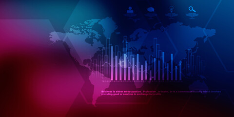2d illustration Stock market online business concept. business Graph 