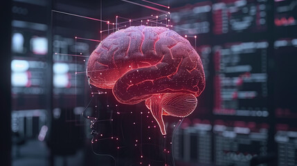 Futuristic Digital Brain with Neural Connections.