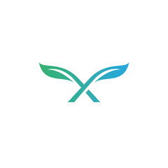 Naklejka premium Leaf Letter X Logo Design. Initial X Icon
