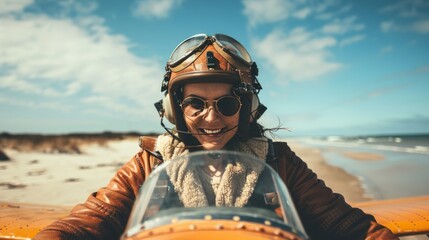 pilot returning to the beach after the flight generative ai