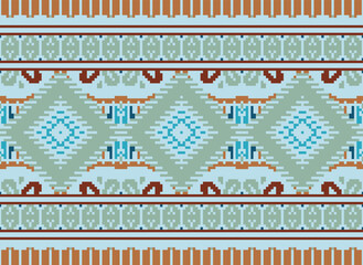 Pixel ethnic pattern oriental traditional. design fabric pattern textile African Indonesian Indian seamless Aztec style abstract vector illustration for print clothing, texture, fabric, wallpaper,