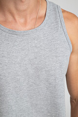 Regata Masculina Mescla Sem Estampa Lisa em Branco Mockup