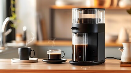Compact Programmable Smart Coffee Maker for Convenient Kitchen Brewing