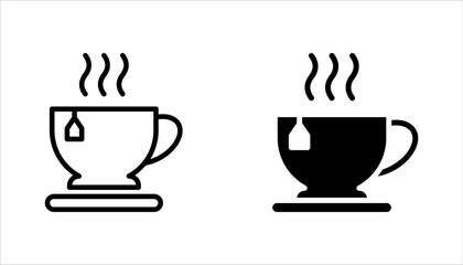 Coffee cup and tea cup icon set. vector illustration on white background.