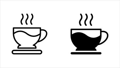 Coffee cup and tea cup icon set. vector illustration on white background.