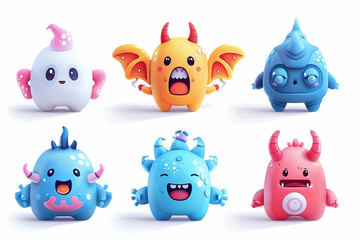 Obraz premium set of funny cartoon monsters