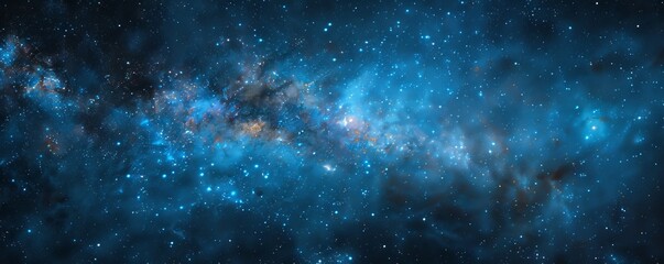 Obraz premium Captivating blue nebula filled with shining stars, creating a cosmic landscape from a galaxy far away, perfect for science fiction fans and space enthusiasts