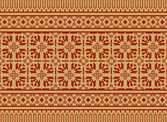 Pixel ethnic pattern oriental traditional. design fabric pattern textile African Indonesian Indian seamless Aztec style abstract vector illustration for print clothing, texture, fabric, wallpaper, 