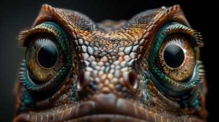 Fototapeta premium Close-up portrait of a lizard's eye, showcasing intricate details and vibrant colors.