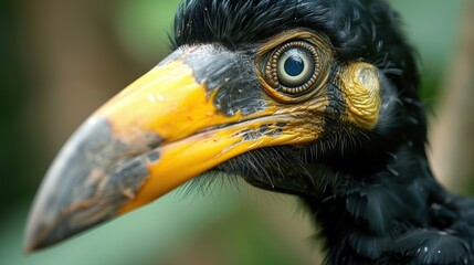 Fototapeta premium Intense Gaze - Close-up Portrait of Bird's Beak and Eyes in Detail