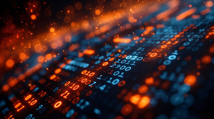 Obraz premium Binary code and data on a digital screen