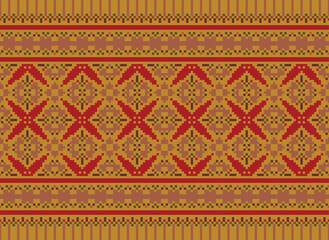 Pixel ethnic pattern oriental traditional. design fabric pattern textile African Indonesian Indian seamless Aztec style abstract vector illustration for print clothing, texture, fabric, wallpaper, 