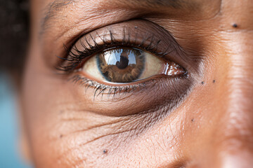 Obraz premium Eye of middle-aged black woman