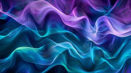 Fototapeta premium Flowing blue and purple energy waves create a mesmerizing abstract background, evoking a modern, futuristic, and magical feel