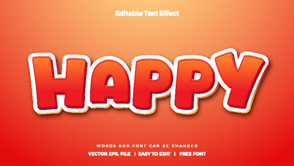 Editable Text Effect - Happy Word style theme.