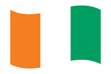 Vector illustration of wavy Ivory Coast flag on transparent background
