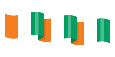 Vector illustration of wavy Ivory Coast flag on transparent background