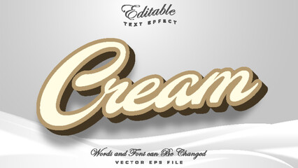 Cream milk text effect mockup style.