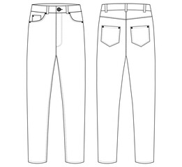 Men's Denim Long Pant fashion flat sketch Fashion pant jeans Illustration template.   © GD TAWHIDUL