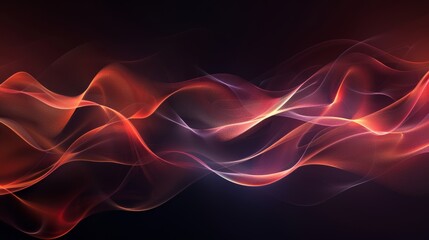 Obraz premium Flowing red and purple waves on dark background create modern, elegant pattern with vibrant energy. Evoking futuristic feel, perfect for digital concepts or wallpapers