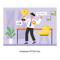 Employee Of The Year concept flat style stock illustration with background. EPS 10 File