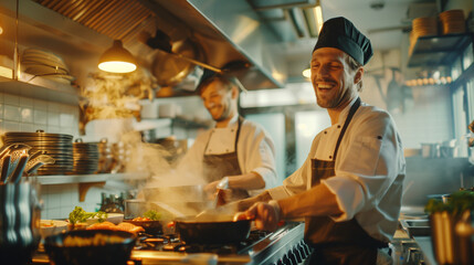 the chef and his assistant in the kitchen