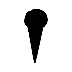 Black silhouette ice cream cone on white background. Ice cream icon sign vector illustration design.