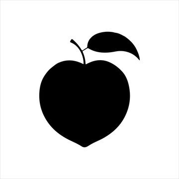 recommend clip art: Peach with leaf silhouette on white background. Peach icon sign vector illustration design.