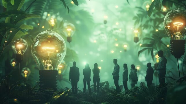 Corporate leaders strategizing on energy reduction to achieve sustainability goals