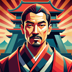 vector illustration of japanese man