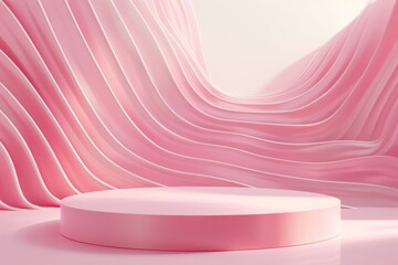 Abstract Pink Wavy Background with a Platform
