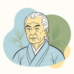 vector illustration of japanese man