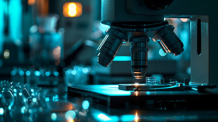Microscope in a scientific research facility