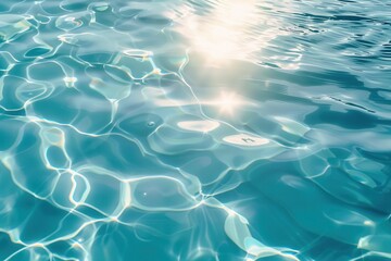 Obraz premium serene aqua swimming pool water with gentle ripples and sunlight reflection refreshing summer background