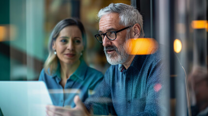 Obraz premium People viewing laptop at table