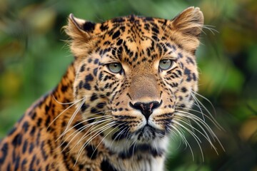 Obraz premium Feline. Portrait of a Majestic Leopard, a Powerful Predator in the Animal Kingdom
