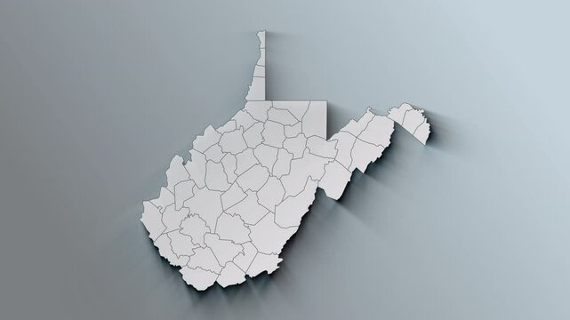 Modern Dynamic White Map of West Virginia with Counties