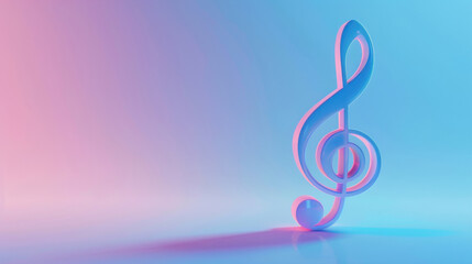 Fototapeta premium A musical note on a blue-purple gradient background
