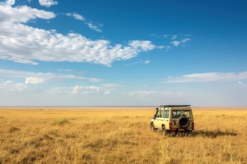 Fototapeta premium Safari Jeep in African Savanna